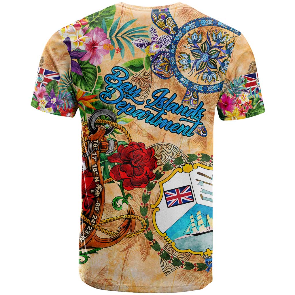 Bay Islands Department T Shirt Geographic Coordinate Anchor - Turlte Tropical