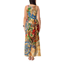 Bay Islands Department Tank Maxi Dress Geographic Coordinate Anchor - Turlte Tropical