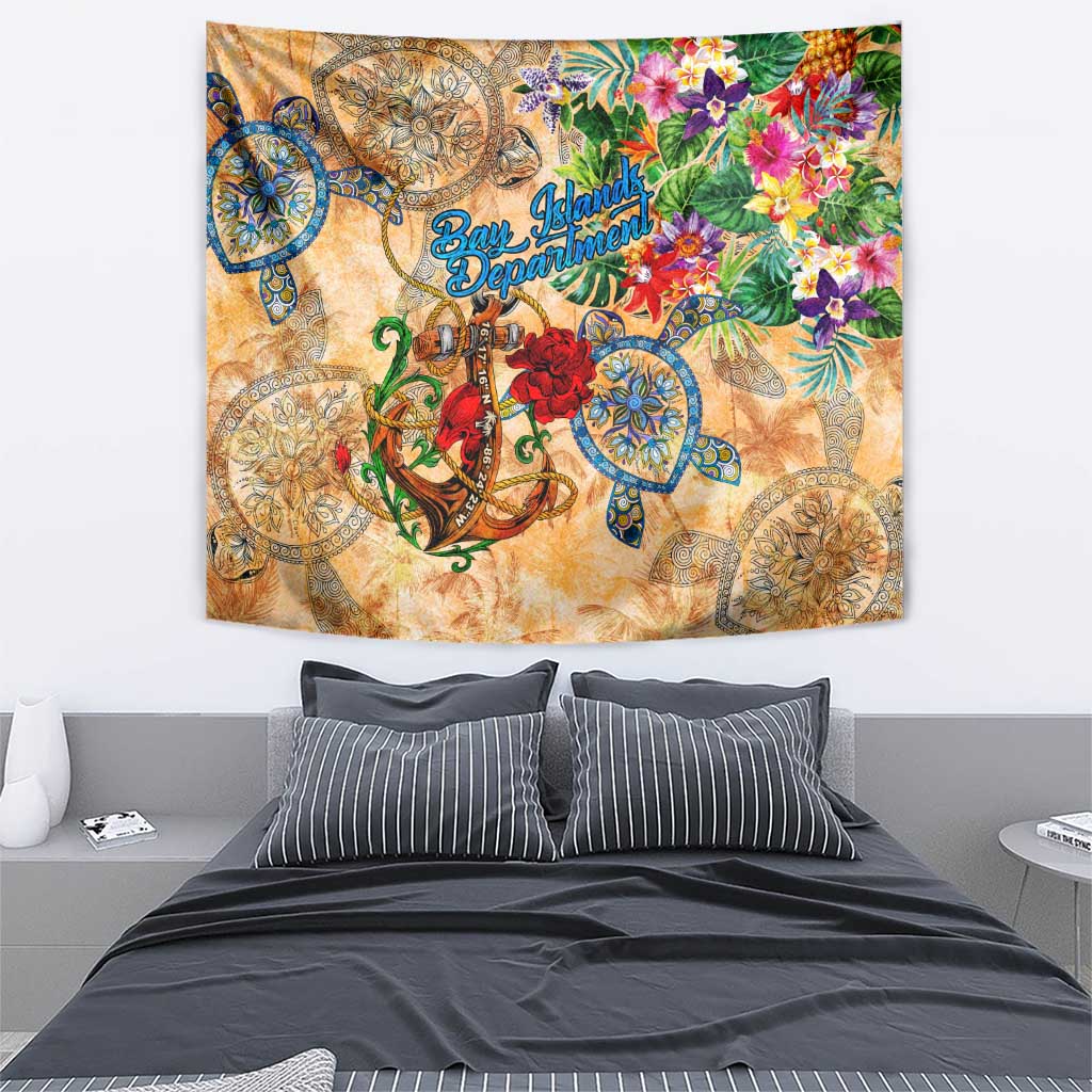Bay Islands Department Tapestry Geographic Coordinate Anchor - Turlte Tropical