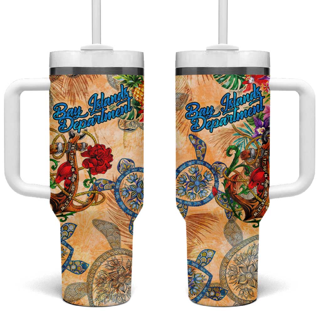 Bay Islands Department Tumbler With Handle Geographic Coordinate Anchor - Turlte Tropical