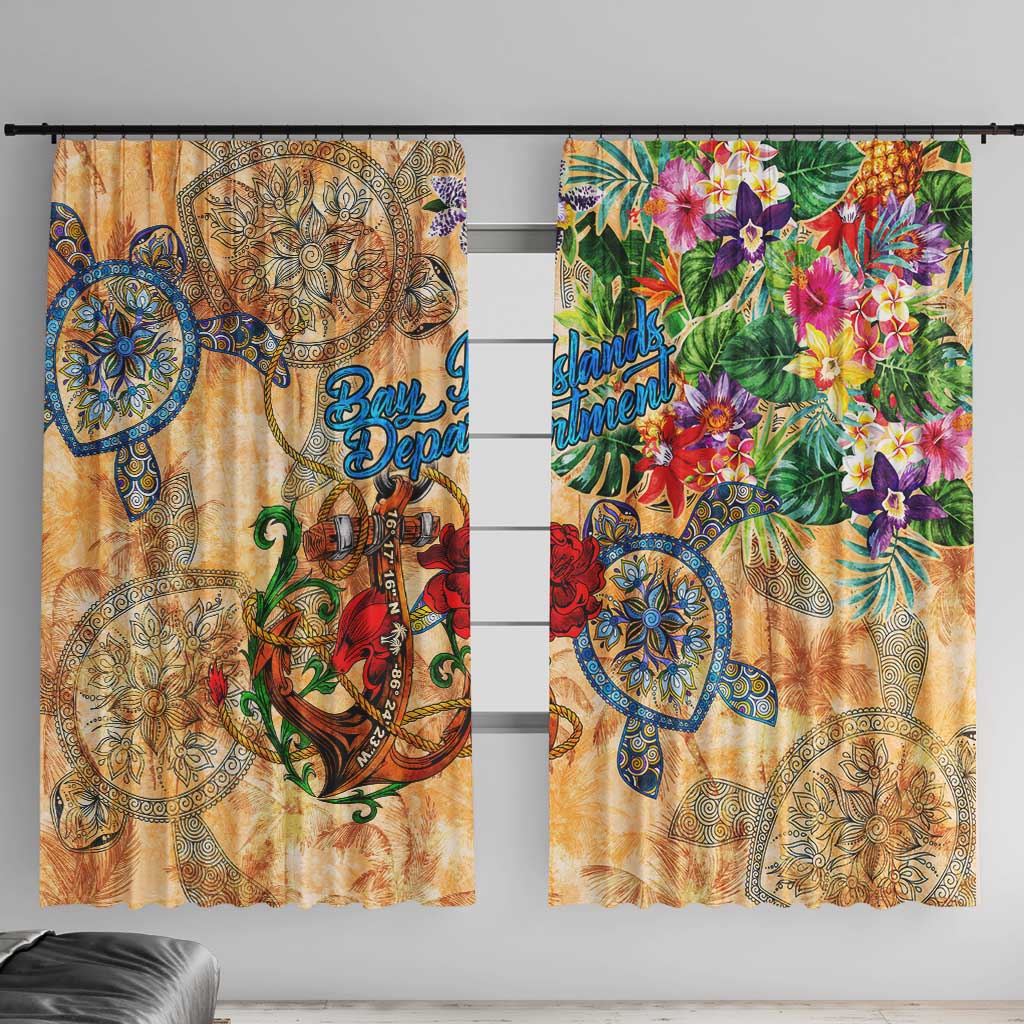Bay Islands Department Window Curtain Geographic Coordinate Anchor - Turlte Tropical