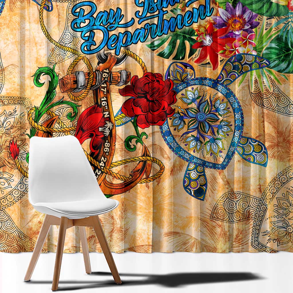 Bay Islands Department Window Curtain Geographic Coordinate Anchor - Turlte Tropical
