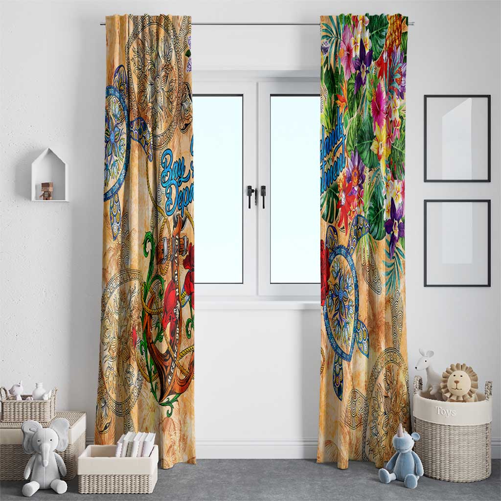 Bay Islands Department Window Curtain Geographic Coordinate Anchor - Turlte Tropical