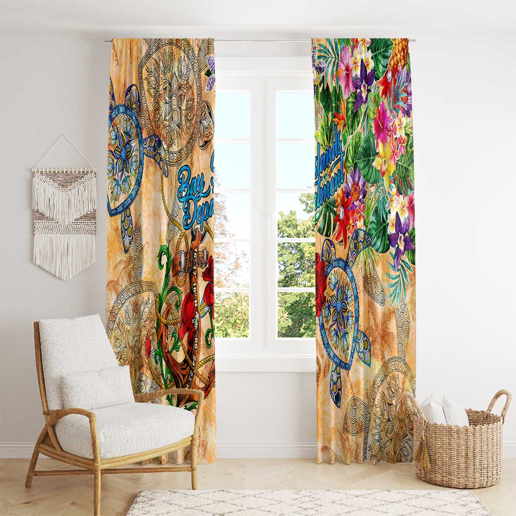 Bay Islands Department Window Curtain Geographic Coordinate Anchor - Turlte Tropical