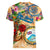 Bay Islands Department Women V-Neck T-Shirt Geographic Coordinate Anchor - Turlte Tropical