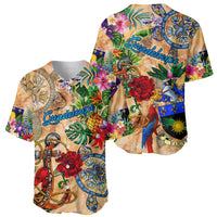 Guadeloupe Baseball Jersey Geographic Coordinate Anchor - Turlte Tropical