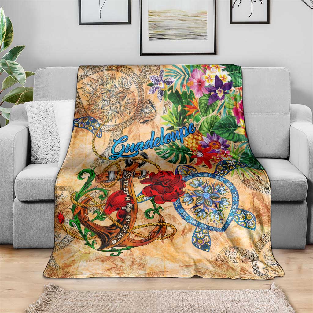 Guadeloupe Blanket Geographic Coordinate Anchor - Turlte Tropical