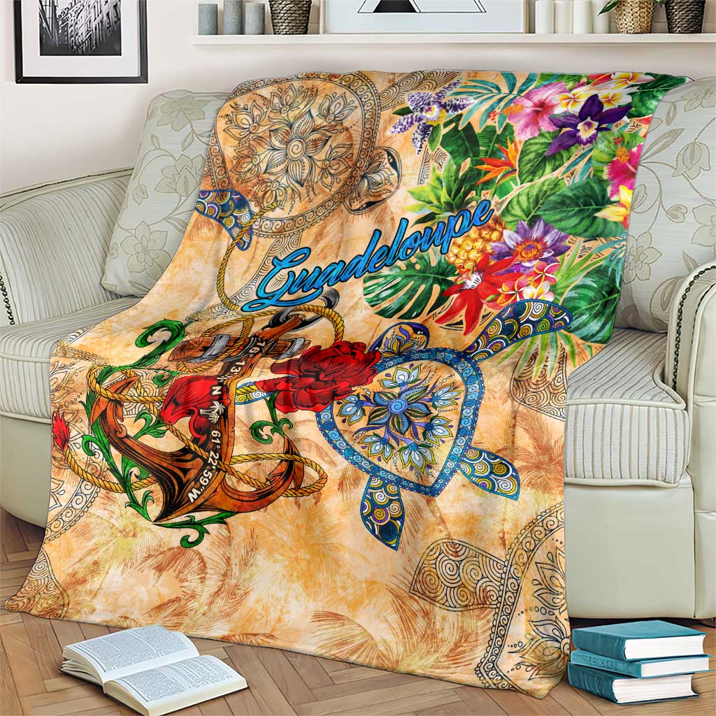Guadeloupe Blanket Geographic Coordinate Anchor - Turlte Tropical