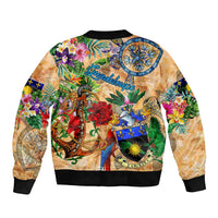 Guadeloupe Bomber Jacket Geographic Coordinate Anchor - Turlte Tropical