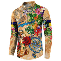 Guadeloupe Button Sweatshirt Geographic Coordinate Anchor - Turlte Tropical