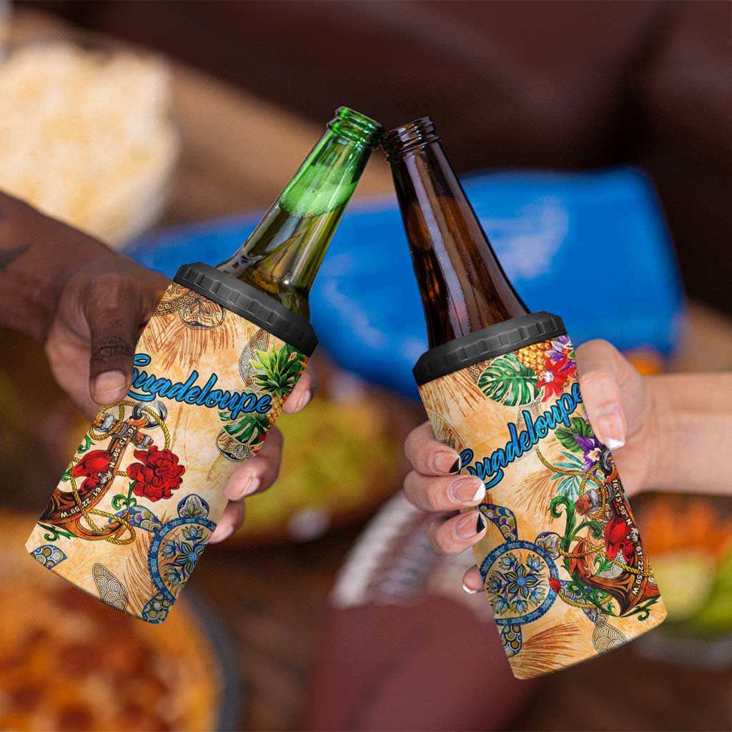 Guadeloupe 4 in 1 Can Cooler Tumbler Geographic Coordinate Anchor - Turlte Tropical
