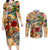 Guadeloupe Couples Matching Long Sleeve Bodycon Dress and Long Sleeve Button Shirt Geographic Coordinate Anchor - Turlte Tropical