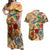 Guadeloupe Couples Matching Off Shoulder Maxi Dress and Hawaiian Shirt Geographic Coordinate Anchor - Turlte Tropical