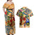 Guadeloupe Couples Matching Off Shoulder Maxi Dress and Hawaiian Shirt Geographic Coordinate Anchor - Turlte Tropical
