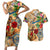 Guadeloupe Couples Matching Short Sleeve Bodycon Dress and Hawaiian Shirt Geographic Coordinate Anchor - Turlte Tropical