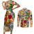 Guadeloupe Couples Matching Short Sleeve Bodycon Dress and Long Sleeve Button Shirt Geographic Coordinate Anchor - Turlte Tropical
