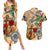 Guadeloupe Couples Matching Summer Maxi Dress and Hawaiian Shirt Geographic Coordinate Anchor - Turlte Tropical