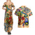 Guadeloupe Couples Matching Summer Maxi Dress and Hawaiian Shirt Geographic Coordinate Anchor - Turlte Tropical