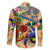 Guadeloupe Family Matching Off Shoulder Maxi Dress and Hawaiian Shirt Geographic Coordinate Anchor - Turlte Tropical