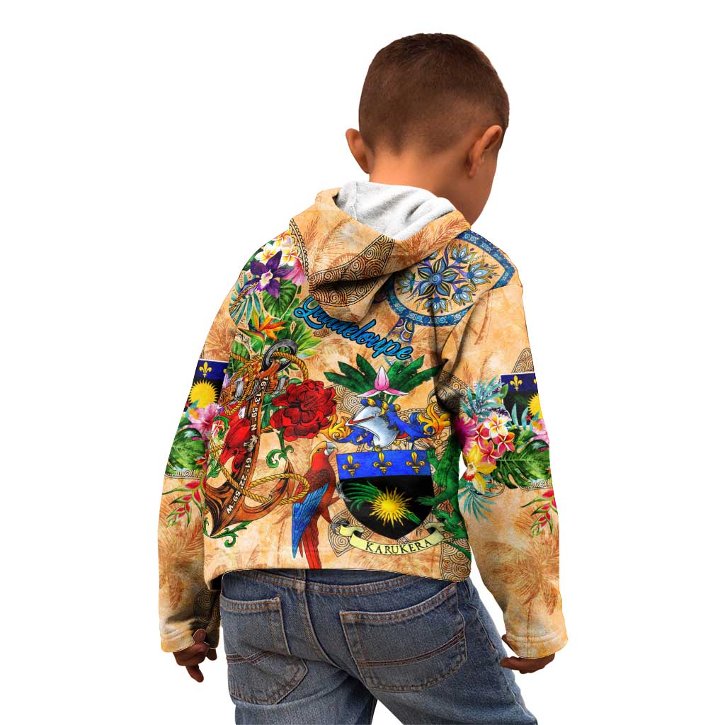 Guadeloupe Kid Hoodie Geographic Coordinate Anchor - Turlte Tropical