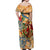 Guadeloupe Off Shoulder Maxi Dress Geographic Coordinate Anchor - Turlte Tropical