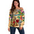 Guadeloupe Off Shoulder Sweater Geographic Coordinate Anchor - Turlte Tropical