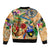 Guadeloupe Sleeve Zip Bomber Jacket Geographic Coordinate Anchor - Turlte Tropical