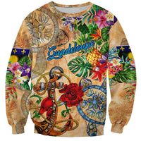 Guadeloupe Sweatshirt Geographic Coordinate Anchor - Turlte Tropical