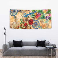 Guadeloupe Tapestry Geographic Coordinate Anchor - Turlte Tropical