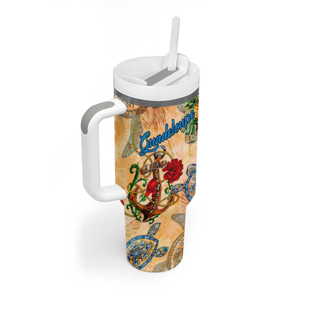 Guadeloupe Tumbler With Handle Geographic Coordinate Anchor - Turlte Tropical