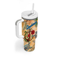 Guadeloupe Tumbler With Handle Geographic Coordinate Anchor - Turlte Tropical