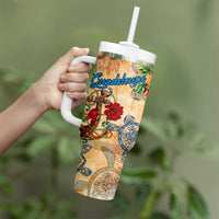 Guadeloupe Tumbler With Handle Geographic Coordinate Anchor - Turlte Tropical