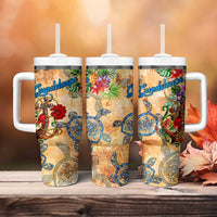 Guadeloupe Tumbler With Handle Geographic Coordinate Anchor - Turlte Tropical