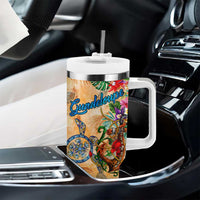 Guadeloupe Tumbler With Handle Geographic Coordinate Anchor - Turlte Tropical