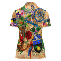 Guadeloupe Women Polo Shirt Geographic Coordinate Anchor - Turlte Tropical