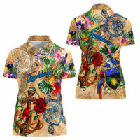 Guadeloupe Women Polo Shirt Geographic Coordinate Anchor - Turlte Tropical