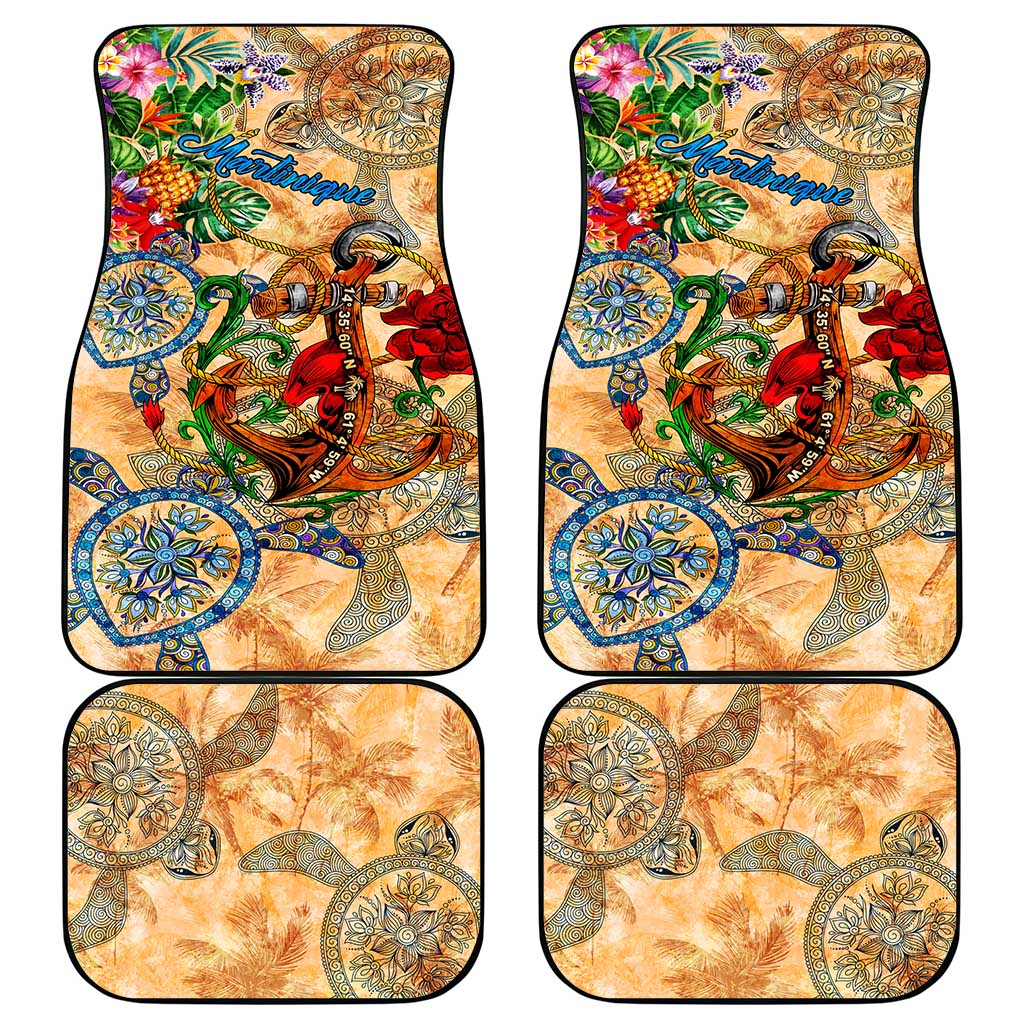 Martinique Car Mats Geographic Coordinate Anchor - Turlte Tropical