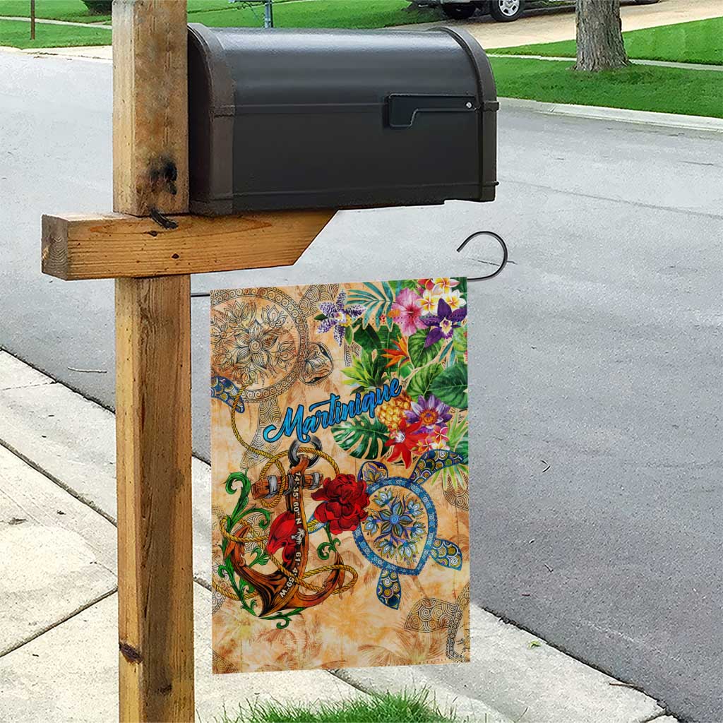 Martinique Garden Flag Geographic Coordinate Anchor - Turlte Tropical