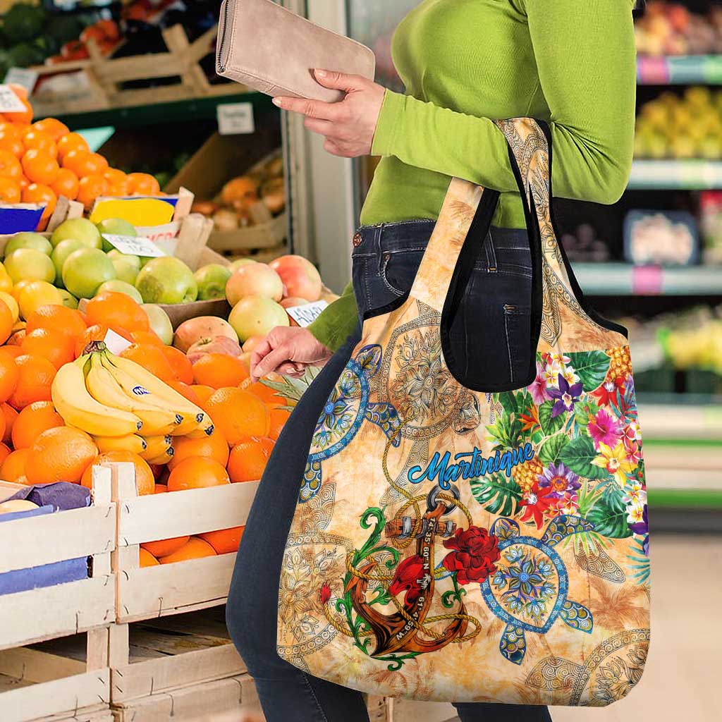 Martinique Grocery Bag Geographic Coordinate Anchor - Turlte Tropical