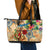 Martinique Leather Tote Bag Geographic Coordinate Anchor - Turlte Tropical