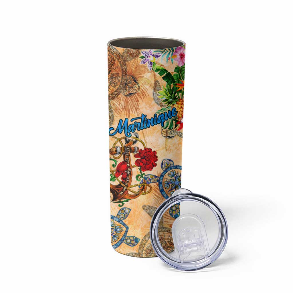 Martinique Skinny Tumbler Geographic Coordinate Anchor - Turlte Tropical