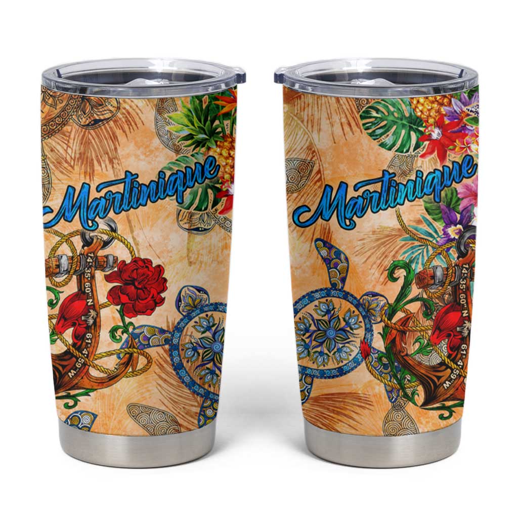 Martinique Tumbler Cup Geographic Coordinate Anchor - Turlte Tropical