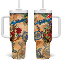 Martinique Tumbler With Handle Geographic Coordinate Anchor - Turlte Tropical