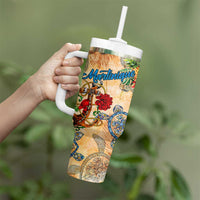 Martinique Tumbler With Handle Geographic Coordinate Anchor - Turlte Tropical