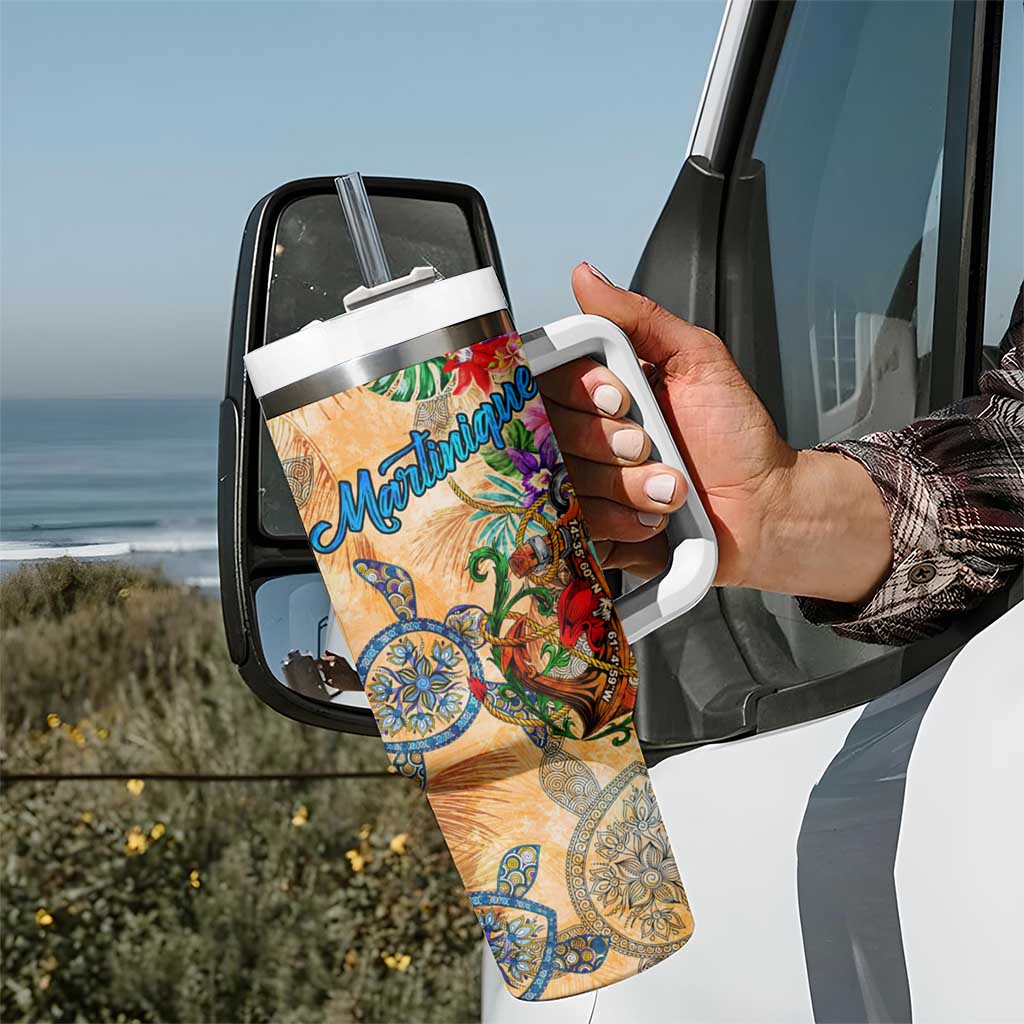 Martinique Tumbler With Handle Geographic Coordinate Anchor - Turlte Tropical