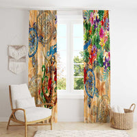Martinique Window Curtain Geographic Coordinate Anchor - Turlte Tropical
