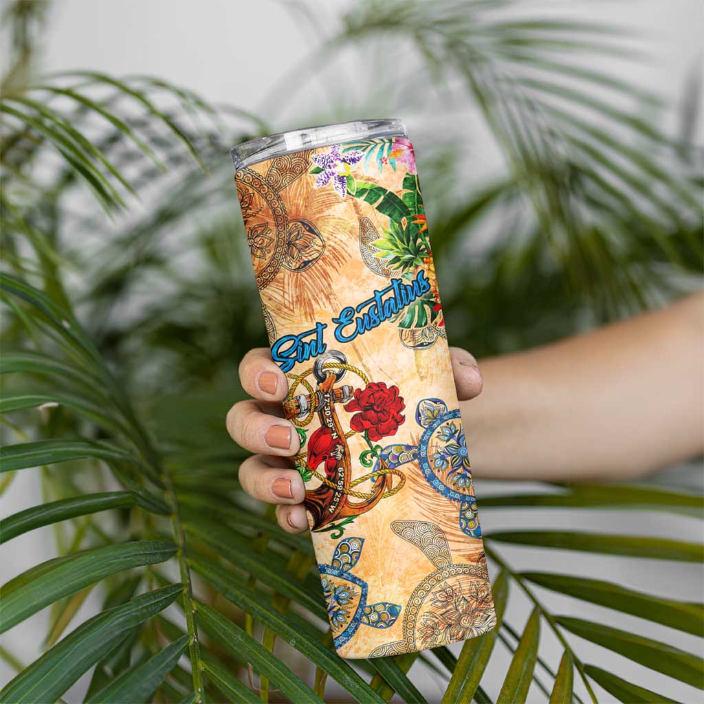 Sint Eustatius Skinny Tumbler Geographic Coordinate Anchor - Turlte Tropical