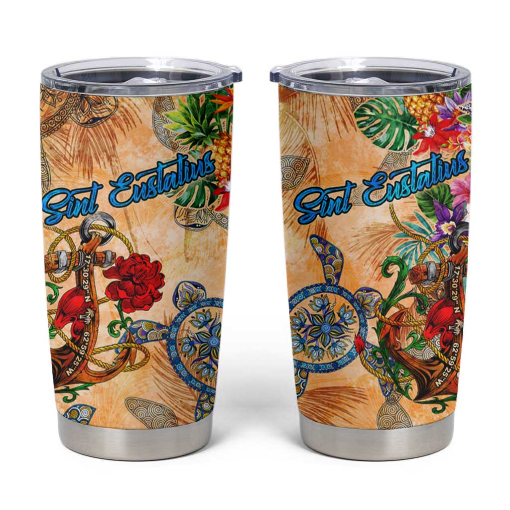 Sint Eustatius Tumbler Cup Geographic Coordinate Anchor - Turlte Tropical