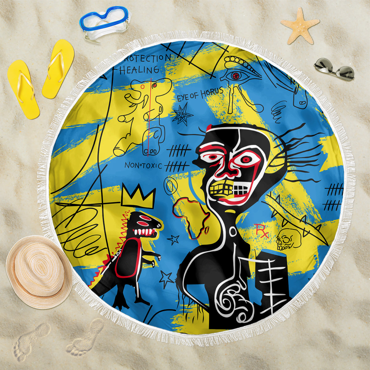 African Art Viva Underground Psychedelic Vintage Style Beach Blanket - Wonder Print Shop