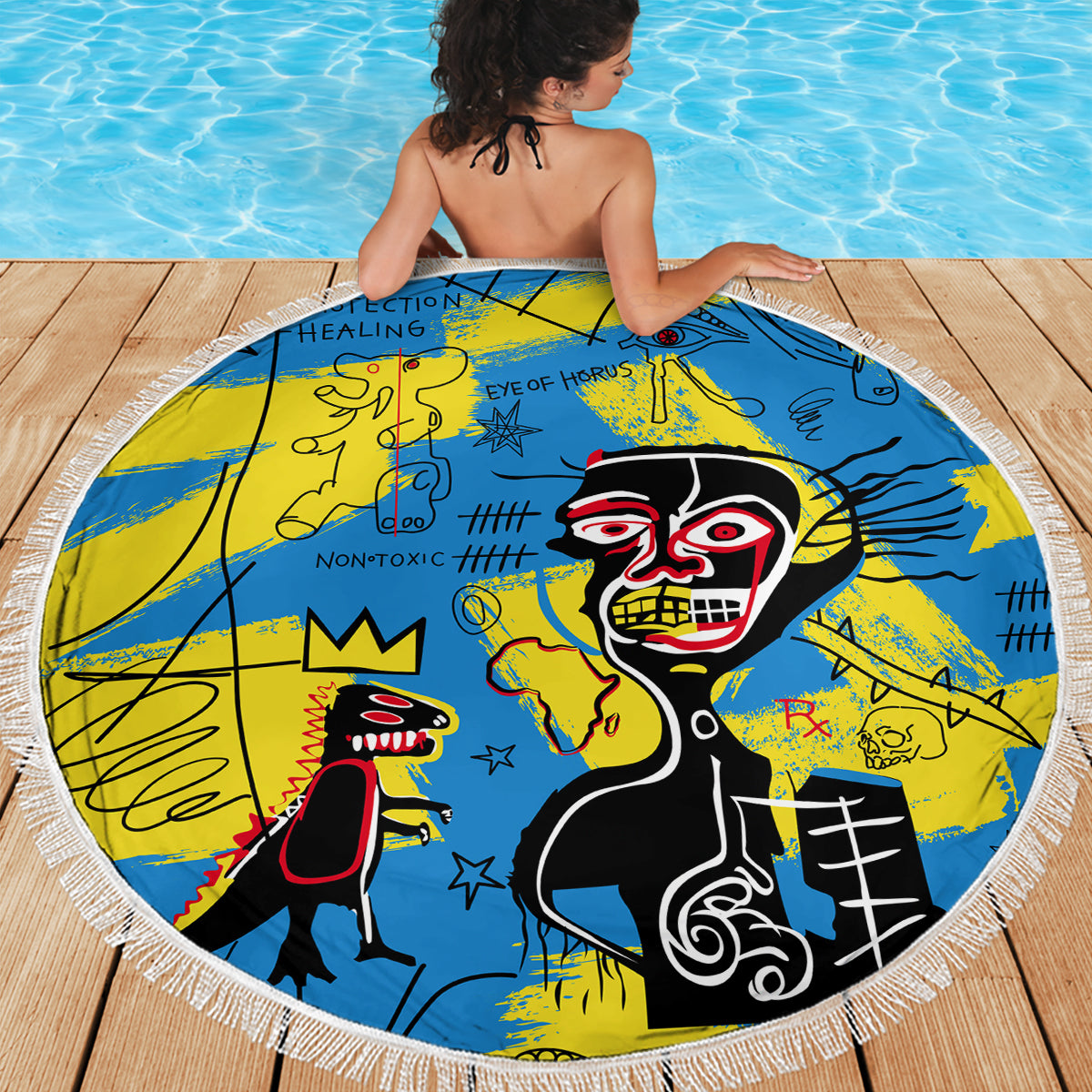 African Art Viva Underground Psychedelic Vintage Style Beach Blanket - Wonder Print Shop